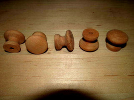 10 PIECES NEW UNFINISHED CHERRY 1&quot; ROUND WOOD CABINET KNOBS / PULLS K6 - $9.95