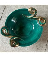 Large old ceramic fruit dish or bowl designed by Glupgnet green gold STU... - $1,534.10 MXN