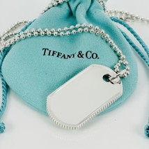 24&quot; Tiffany &amp; Co Mens Coin Edge ID Dog Tag Bead Chain Necklace - £334.21 GBP