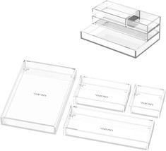 Clear Acrylic Desk Organizer For Office Or Home Desk Drawer Dividers, Ma... - $44.96