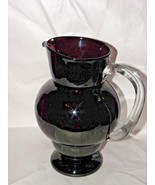 Deep Purple Pitcher with Applied Clear Handle 8 1/2&quot; - £21.18 GBP