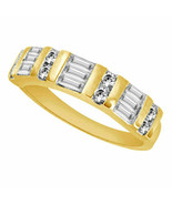 0.75CT Round &amp; Baguette Simu Diamond Engagement Band Ring 14K Yellow Gol... - £97.38 GBP