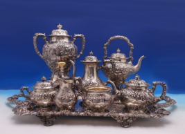 Modernic by Gorham Sterling Silver Tea Set 7pc w/Silverplate Tray (#7995) - £14,018.95 GBP