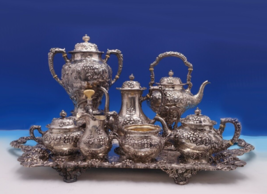 Modernic by Gorham Sterling Silver Tea Set 7pc w/Silverplate Tray (#7995) - £13,995.54 GBP