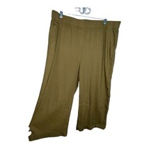 J Jill Linen Wide Leg Cropped Pants Women Green Pull On Pockets Petite Large LP - £25.37 GBP