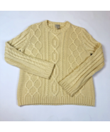 LL Bean Kids Wool Blend Fisherman Cable Knit Ivory Sweater Size Large 14-16 - $727.47 MXN
