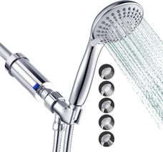 Filtered Shower Head with Filters Handheld and Hose 5 Spray Setting Wate... - $28.99