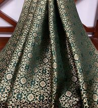 Indian Banarasi Brocade fabric Green &amp; Gold Fabric Wedding Dress Fabric -NF324 - £5.98 GBP+