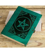 Green Leather Embossed Pentagram Journal w/ Latch ~ 200 5&quot;x7&quot; &#39;Vellum&#39; P... - £16.50 GBP