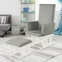 Baby Nursery Relax Rocker Rocking Chair Glider &amp; Ottoman Set-Gray - £197.45 GBP