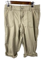 Carhartt 8 Crop Capris Pants Womens Tan Pockets Hiking Tab Hem Roll Up Cotton - £29.46 GBP