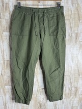 Gap Linen blend Capris Ankle Pants Women Size S R Army Green Coastal - $223.20 MXN