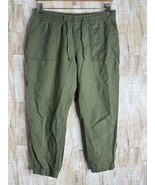 Gap Linen blend Capris Ankle Pants Women Size S R Army Green Coastal - $223.42 MXN