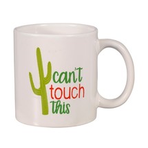 Novelty Coffee Mug Cactus Can&#39;t Touch This Stoneware 14 oz White Succulent - £7.02 GBP