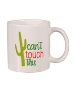 Novelty Coffee Mug Cactus Can&#39;t Touch This Stoneware 14 oz White Succulent - £7.07 GBP