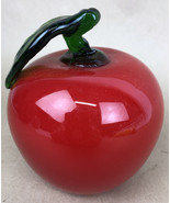Beautiful Murano Style Hand Made Art Blown Glass Fruit Red Apple Green S... - £15.70 GBP