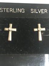 Sterling silver cross earrings with crystals - £19.14 GBP