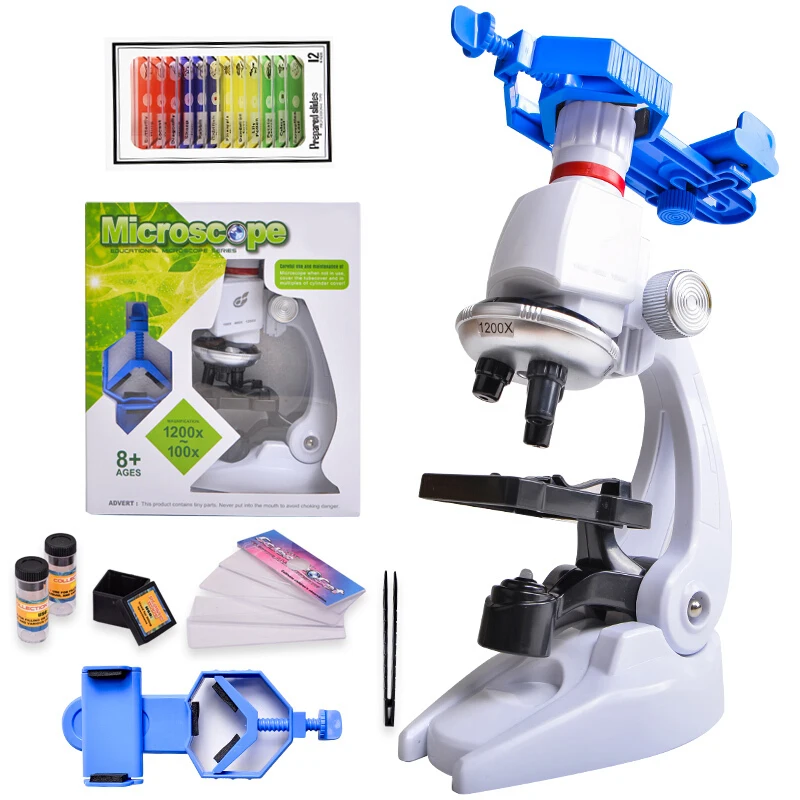 Microscope Kit Lab LED 100X-400X-1200X Home School Science Educational Toy Gift  - £229.78 GBP