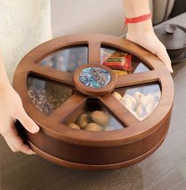 Premium Wooden Rotating Compartment Snack Tray with Glass Dividers, Luxu... - $449.00