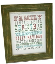 Christmas Rustic Framed Sign Picture 13 x 11 Inch Jingle Bells Feliz Navidad - £15.16 GBP