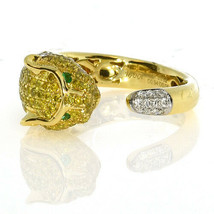 Real 0.20ct Natural Fancy Yellow Diamonds Engagement Ring 18K Solid Gold 4G - £3,142.69 GBP