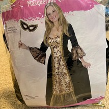 Masquerade Queen Women&#39;s Halloween Costume Black/Gold Dress Medium (10-14) - £18.76 GBP