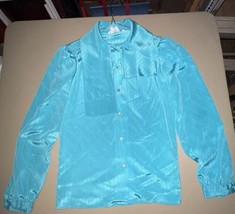 Anne Klein For New Aspects Women’s Blouse Size 4 Turquoise Long Sleeve B... - $49.50