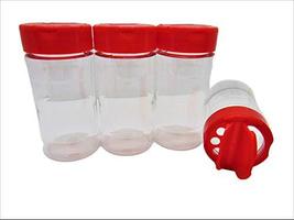 Large 8 OZ Clear Plastic Spice Container Bottle Jar With Red Cap- Set of... - £8.22 GBP