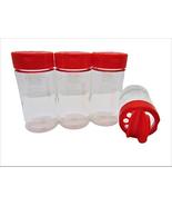 Large 8 OZ Clear Plastic Spice Container Bottle Jar With Red Cap- Set of... - £8.24 GBP