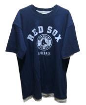 Boston Red Sox MLB Vintage 2001 Majestic Fenway Reversible Blue Gray T-Shirt - £14.69 GBP