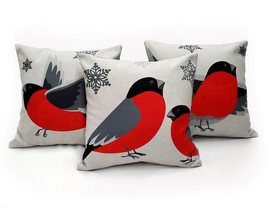 Winter Finch (Set of 3) Christmas Pillows 19x19 - £134.57 GBP