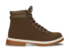 Vegan boots hiking mountain trekking winter ankle collar padded brown-greenish - £109.82 GBP