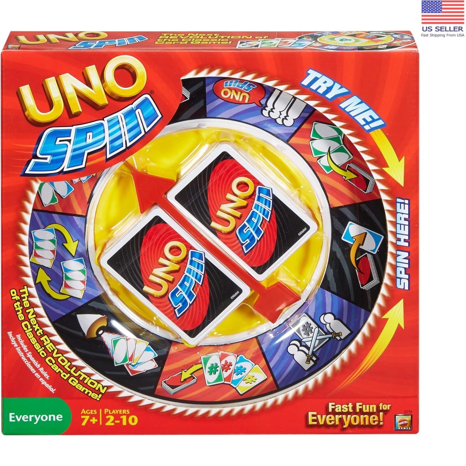 Revolutionary UNO Spin Game: Fast-Paced Fun with Spin Wheel &amp; 112 Cards - $42.72