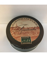 Empty round tin container Gethsemani farms fruitcake Trappist Kentucky s... - $19.75