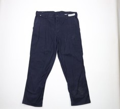 Carhartt FR Mens 40x32 Distressed Flame Resistant Wide Leg Work Pants Navy Blue - £46.50 GBP