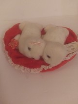 Russ Caress Soft Pets Two White Baby Seals on Red Heart Mint With All Tags - £31.44 GBP