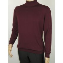 Men's Sweater Knit By BRANGO Turkey Mock Neck Cotton Blend 21050 Burgundy image 8