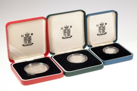 1995-1996 Grande-Bretagne 1 £, 2£ &amp; Couronne Dans Argent Tangible Pièce ... - €119,27 EUR