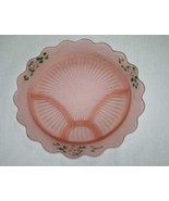 Anchor Hocking Mayfair Pink Frost Satin HP Roses 13&quot; Divided Platter #2234 - $34.00