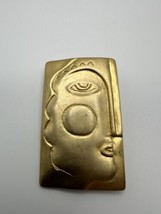 One of a Kind Gold Tone Hand Hammered Picasso Face Brooch Size: 5.9cm x ... - $29.70