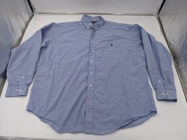 Polo Ralph Lauren Yarmouth Button Down Dress Shirt Blue Plaid 17.5 36 37 - $14.54
