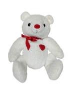 Plush Creations White Valentines Red Heart Bow Teddy Bear Plush 1998 7.25&quot; - $14.55