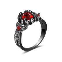 Red Crystal &amp; Cubic Zirconia Flower Butterfly Ring - £11.00 GBP