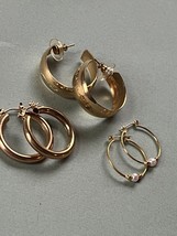 Lot of Thick Tubular Thin w Faux Pearl &amp; Etched Goldtone Hoop Earrings for Pierc - £10.46 GBP