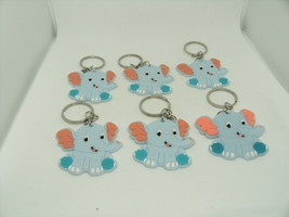 6Pcs Elephants Boy Baby Shower Party Favors Gifts Sourvenirs Silicone Keychain - £20.41 GBP