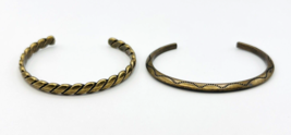 Lot Of Two Vintage Stackable Brass Cuff Bracelets - £25.32 GBP