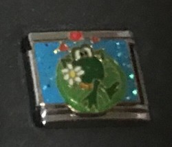 Adorable Frog on Lily Pad Wholesale Italian Charm Enamel Link 9MM K50 Style PF - £10.63 GBP