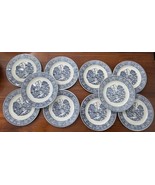Homer Laughlin Shakespeare Blue Leaves Stratwood Salad Plates 10 Pc - $814.55 MXN