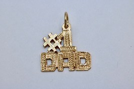 Fine 14K Yellow Gold #1 DAD Pendant Charm Father&#39;s Day Dia de los Padres Dije - £55.78 GBP
