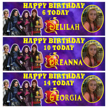 DESCENDANTS Photo Personalised Birthday Banner - Birthday Party Banner - 1x3ft - $5.42